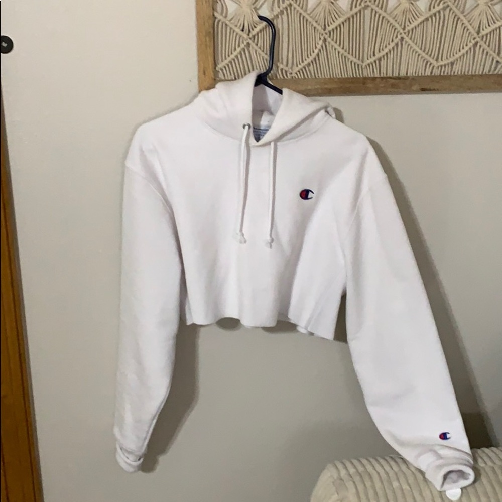 Champion white cropped hoodie